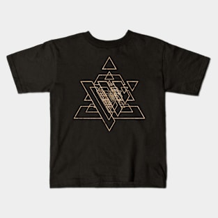Gold Geometric Glyph Mandala Sigil Rune Sign Seal  -  344 Kids T-Shirt